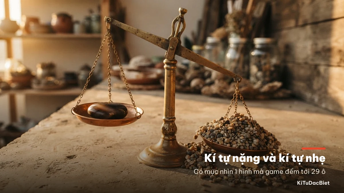 Ký tự nhẹ tốn một ô và ký tự nặng ăn hàng chục ô trong tên Free Fire