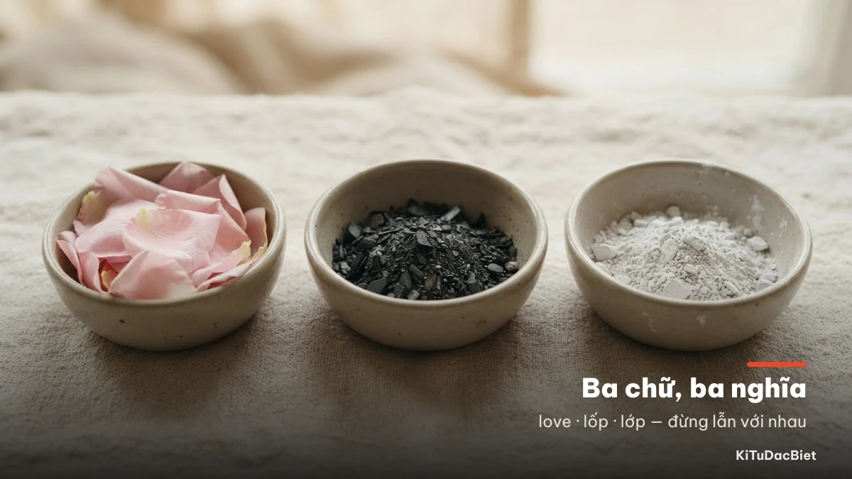 Ba cách viết lốp, lớp và love mang ba nghĩa khác nhau