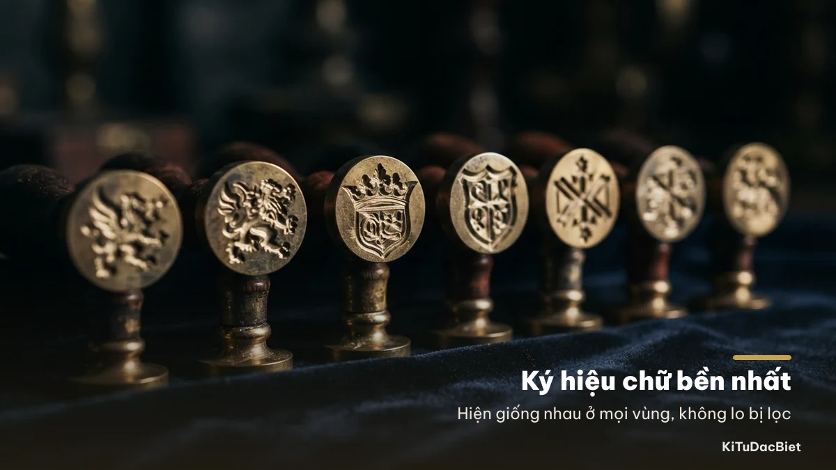 Ký hiệu chữ hiển thị giống nhau ở mọi vùng nên an toàn trên máy chủ quốc tế
