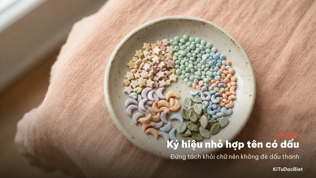 Ký hiệu nhỏ đứng tách khỏi chữ nên không đè lên dấu thanh tiếng Việt