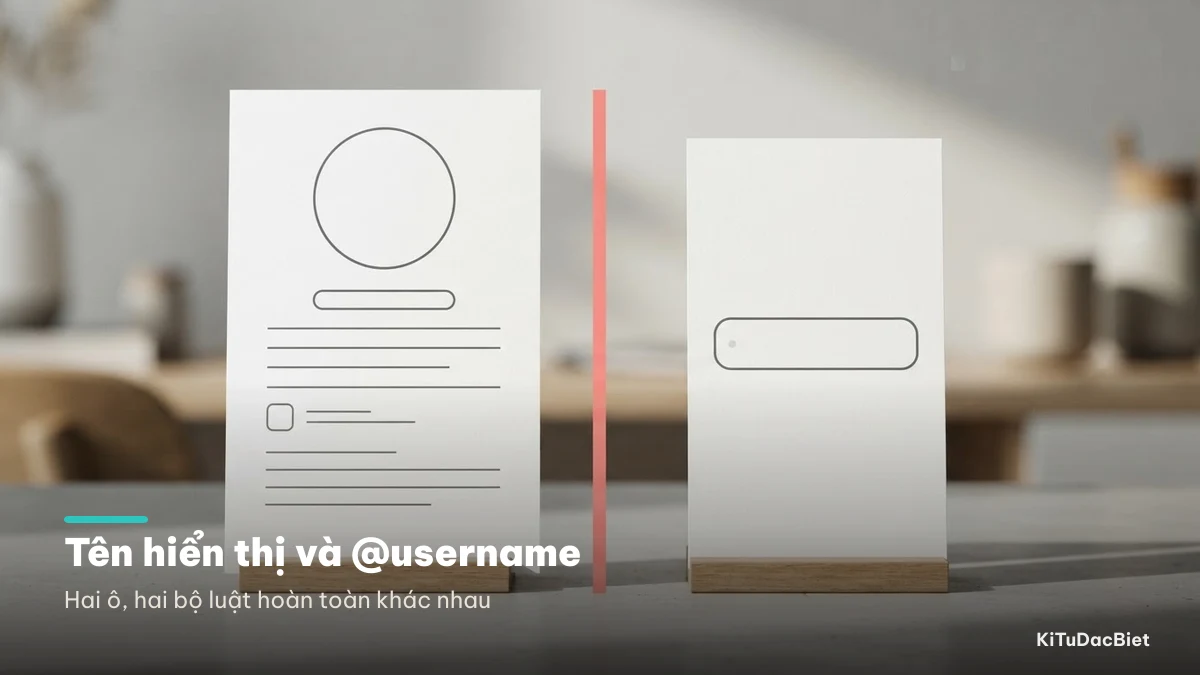 Tên hiển thị và @username trên TikTok là hai ô riêng với hai bộ luật khác nhau